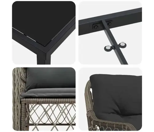 Aia Söögilaudade Komplekt Padjaga 5 Pcs Hall Polürotang