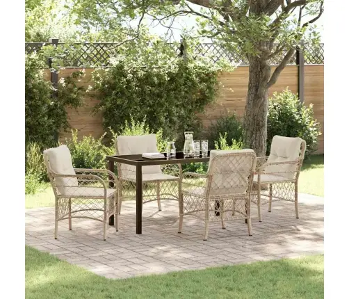 5 Daļu Dārza Galda Komplekts Ar Bēšiem Spilveniem Vidaxl