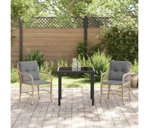 3 Daļu Dārza Galds Ar Spilveniem, Bēšs Poliratanas Vidaxl