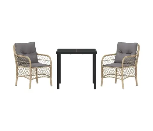 3 Daļu Dārza Galds Ar Spilveniem, Bēšs Poliratanas Vidaxl