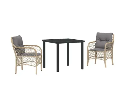 3 Daļu Dārza Galds Ar Spilveniem, Bēšs Poliratanas Vidaxl