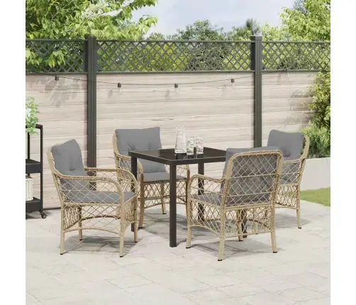 5 Daļu Dārza Galdiņš Ar Spilveniem Bēšā Poliratanā Vidaxl