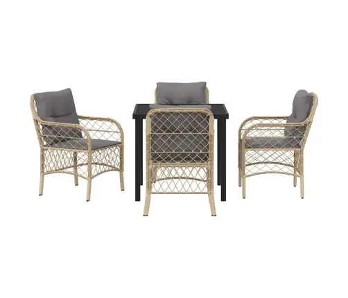 5 Daļu Dārza Galdiņš Ar Spilveniem Bēšā Poliratanā Vidaxl