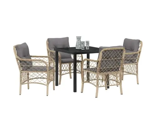 5 Daļu Dārza Galdiņš Ar Spilveniem Bēšā Poliratanā Vidaxl