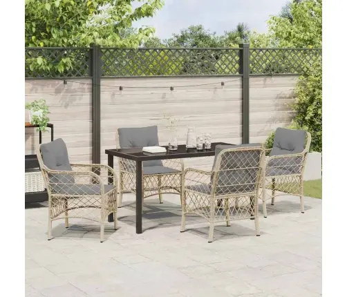 5 Daļu Dārza Galda Komplekts Ar Spilveniem, Bēšs, Polirata Vidaxl