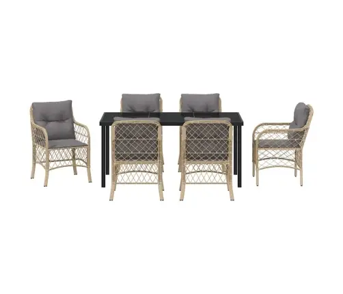 Aia Söögilaudade Komplekt Padjaga 7 Pcs Beež Polürotang