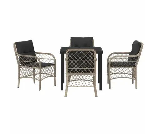 5 Daļīga Dārza Ēdamgalds Ar Spilveniem. Gaiši Pelēks Poliratanas Komplekts. Vidaxl