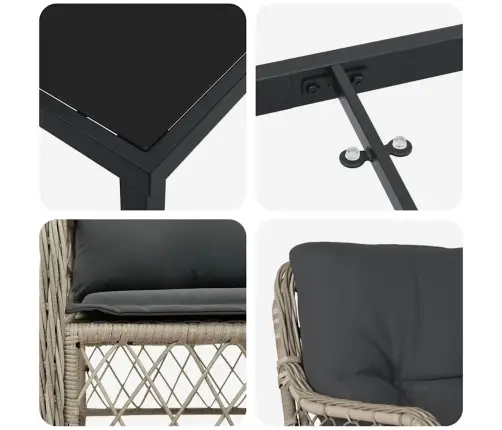 Sodo Valgomojo Komplektas 5 Pcs Šviesiai Pilka Poliratanas