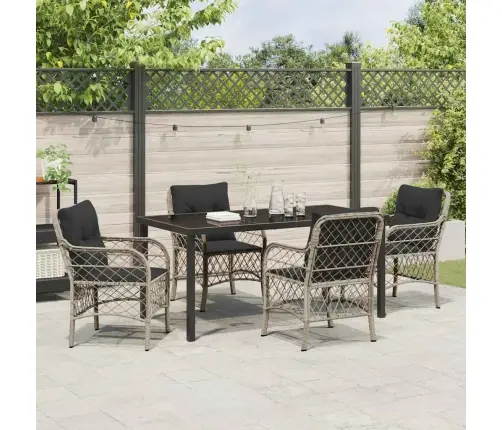 Sodo Valgomojo Komplektas 5 Pcs Šviesiai Pilka Poliratanas