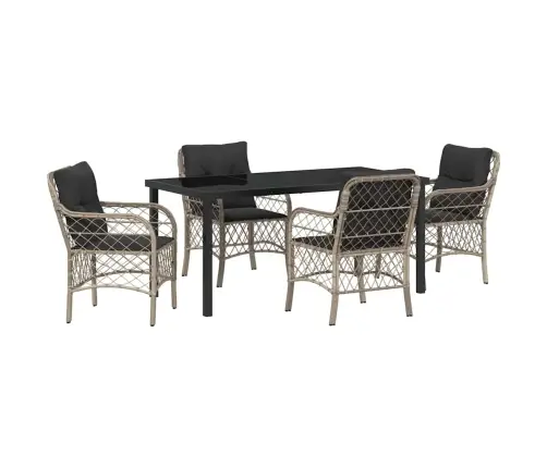 Sodo Valgomojo Komplektas 5 Pcs Šviesiai Pilka Poliratanas