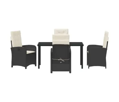 5 Daļu Dārza Ēdamgaldu Komplekts Ar Spilveniem Melnā Polietilēna Rotangpalma Vidaxl