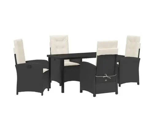 5 Daļu Dārza Ēdamgaldu Komplekts Ar Spilveniem Melnā Polietilēna Rotangpalma Vidaxl