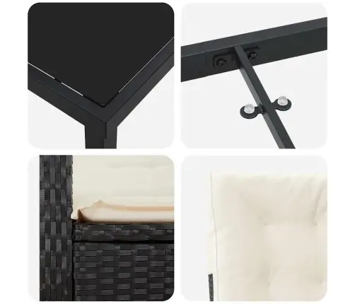 Sodo Valgomojo Komplektas 5 Pcs Juoda Poliratanas