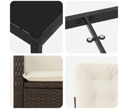 Aia Söögilaudade Komplekt Padjaga 3 Pcs Pruun Polürotang