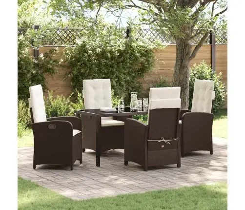 Sodo Valgomojo Komplektas Su Pagalve 5 Pcs Ruda Poliratanas