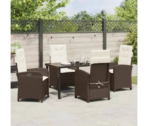 Sodo Valgomojo Komplektas Su Pagalve 5 Pcs Ruda Poliratanas