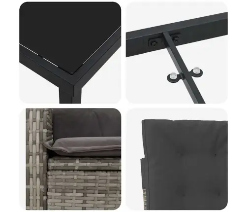 Aia Söögilaudade Komplekt Padjaga 7 Pcs Hall Polürotang