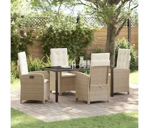 Sodo Valgomojo Komplektas Su Pagalve 5 Pcs Smėlio Poliratanas