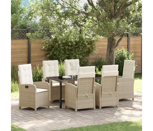 Aia Söögilaudade Komplekt Padjaga 7 Pcs Beež Polürotang