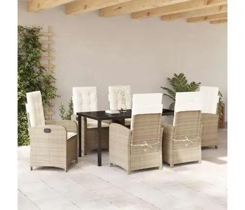 Aia Söögilaudade Komplekt Padjaga 7 Pcs Beež Polürotang