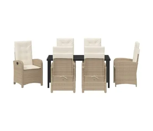 Aia Söögilaudade Komplekt Padjaga 7 Pcs Beež Polürotang