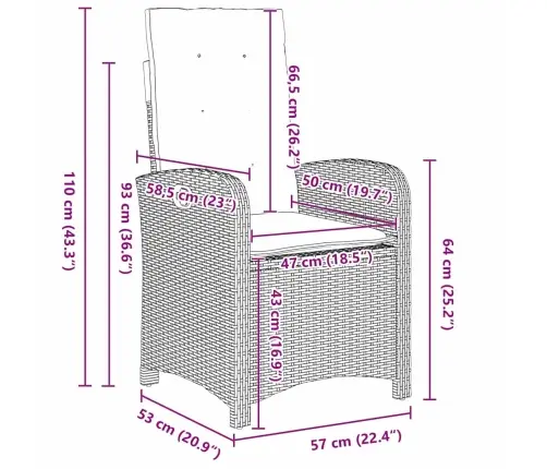 Aia Söögilaudade Komplekt Padjaga 7 Pcs Beež Polürotang