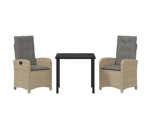 3 Daļu Dārza Ēdamgalds Ar Spilveniem Bēšs Poli Rotangpalma Vidaxl