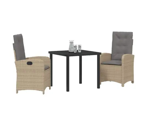 3 Daļu Dārza Ēdamgalds Ar Spilveniem Bēšs Poli Rotangpalma Vidaxl