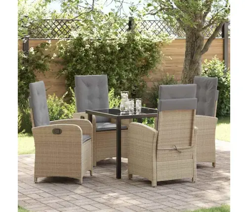 5 Daļu Dārza Ēdamgalds Ar Spilveniem Bēšā Poli Rotangpalmas Vidaxl