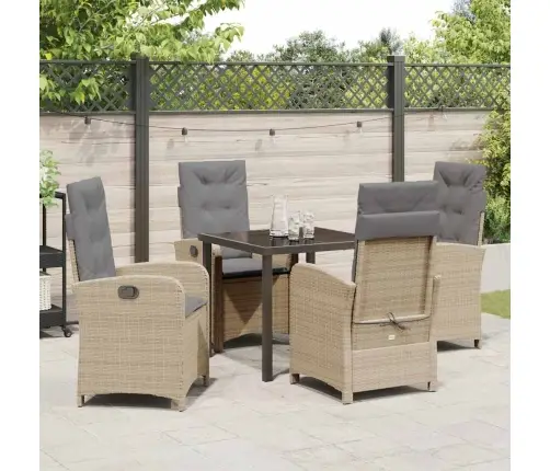 5 Daļu Dārza Ēdamgalds Ar Spilveniem Bēšā Poli Rotangpalmas Vidaxl