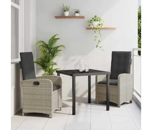 Sodo Valgomojo Komplektas 3 Pcs Šviesiai Pilka Poliratanas