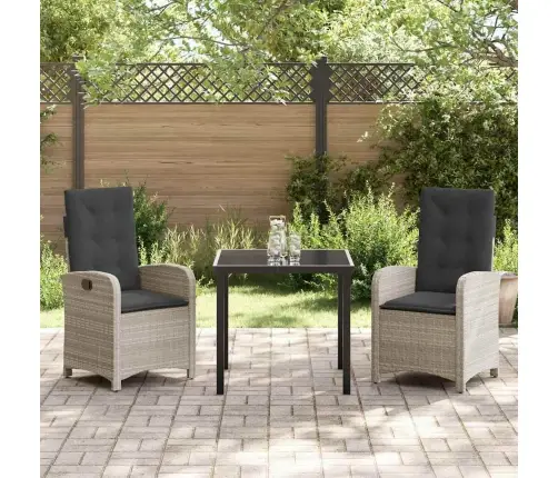 Sodo Valgomojo Komplektas 3 Pcs Šviesiai Pilka Poliratanas