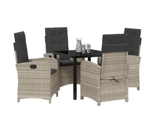 Sodo Valgomojo Komplektas 5 Pcs Šviesiai Pilka Poliratanas