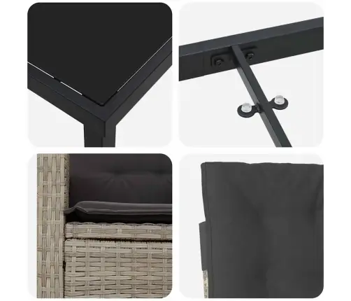 Aia Söögilaudade Komplekt Padjaga 5 Pcs Helehall Polürotang