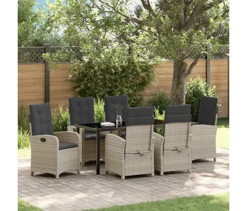 Sodo Valgomojo Komplektas 7 Pcs Šviesiai Pilka Poliratanas