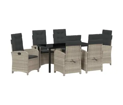 Sodo Valgomojo Komplektas 7 Pcs Šviesiai Pilka Poliratanas