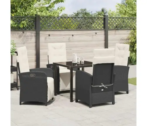 Aia Söögilaudade Komplekt Padjaga 5 Pcs Must Polürotang