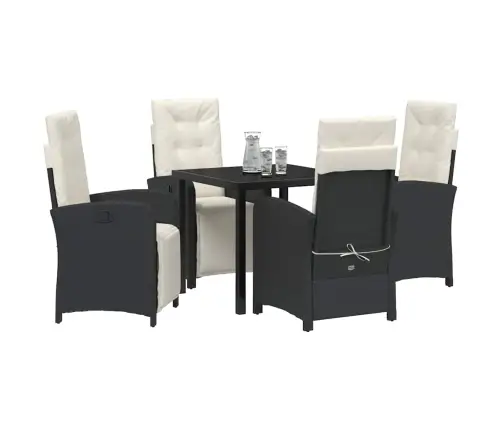 Aia Söögilaudade Komplekt Padjaga 5 Pcs Must Polürotang