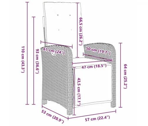 Aia Söögilaudade Komplekt Padjaga 5 Pcs Must Polürotang