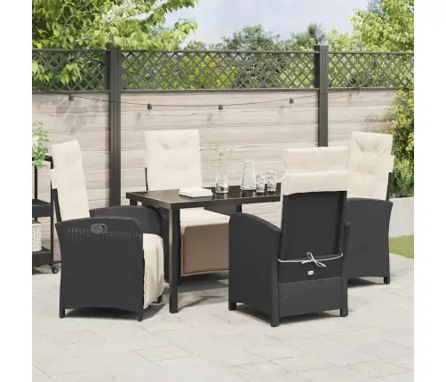 5 Daļu Dārza Galds Ar Spilveniem Melnā Poliratanā Vidaxl