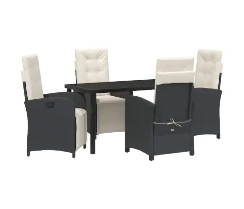 5 Daļu Dārza Galds Ar Spilveniem Melnā Poliratanā Vidaxl