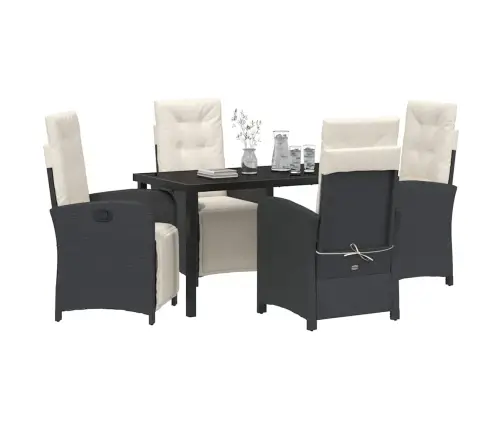 5 Daļu Dārza Galds Ar Spilveniem Melnā Poliratanā Vidaxl