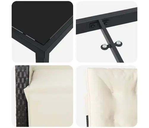 5 Daļīgu Dārza Galda Komplektu Ar Spilveniem Melnā Polirotanā Vidaxl