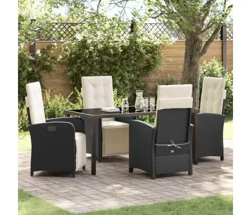 5 Daļīgu Dārza Galda Komplektu Ar Spilveniem Melnā Polirotanā Vidaxl