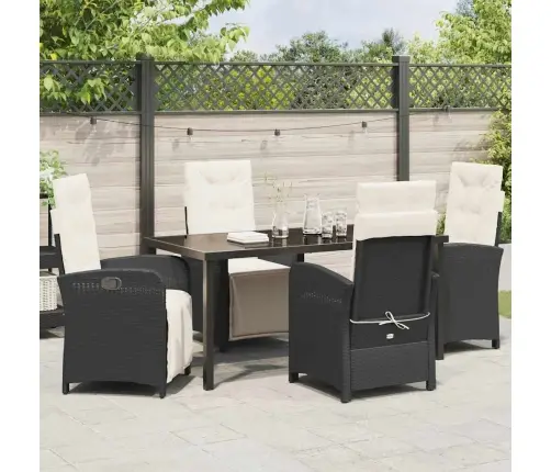 5 Daļīgu Dārza Galda Komplektu Ar Spilveniem Melnā Polirotanā Vidaxl