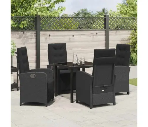 Aia Söögilaudade Komplekt Padjaga 5 Pcs Must Polürotang