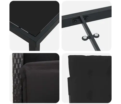 Aia Söögilaudade Komplekt Padjaga 5 Pcs Must Polürotang