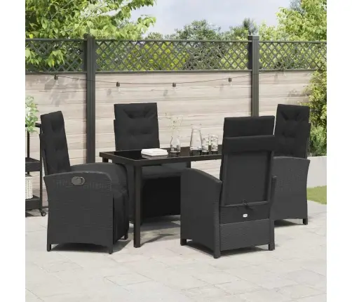 Aia Söögilaudade Komplekt Padjaga 5 Pcs Must Polürotang