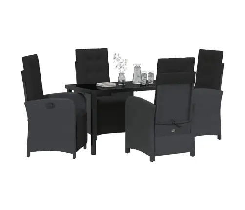 Aia Söögilaudade Komplekt Padjaga 5 Pcs Must Polürotang