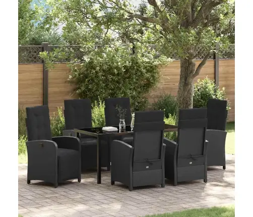 7 Daļu Dārza Galds Ar Spilveniem Melnā Poliratanā Vidaxl